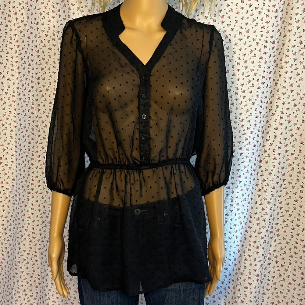 2010s Mossimo Black Sheer Top
